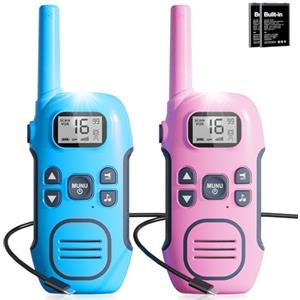 NXGKET Walkie Talkie per Bambini Adulti, NXGKET Walky Talky Ricaricabile, 5 km Lungo Raggio Radio a 16 Canali con Batteria Agli ioni di Litio, Cavo USB-C, VOX per Campeggio e Escursionismo, Set da 2 Pezzi