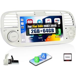 SIXWIN [2+64G] SIXWIN Android 13 Autoradio con CarPlay/Android/Mirror Link per FIAT 500 2007-2015, 7