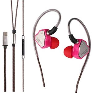 Linsoul 7 Hz Salnotes Zero HiFi 10 mm Dynamic Driver in-ear Earphone IEM with Metal Composite Diaframma Stainless Steel Faceplate Detachable 2Pin OFC Cable (Rose, with Mic, Type C)