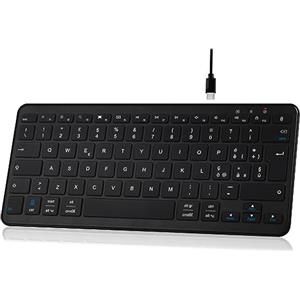 Qulose Tastiera Wireless Ricaricabile, Mini Tastiera PC Bluetooth Senza Fili con Connessione Stabile Type-C, Silenzioso e Ultra Sottile, Layout Italiano QWERTY, per iOS, Android, Windows