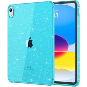 MoKo Custodia per iPad (A16) 11a Generazione 2025, iPad 10a Generazione Custodia 2022 Cover Protettiva in TPU Trasparente Morbido Antiurto e Leggero con Posteriore, Blu + Glitterato