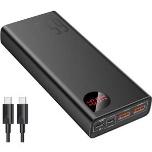 Baseus Power Bank, 65W Powerbank 20000mAh, Laptop Powerbank PD QC 3+, Batterie Esterne per Telefoni Ingresso e Uscita USB-C, per Steam Deck Rog Ally MacBook, Dell, HP, Notebook, iPhone, Galaxy