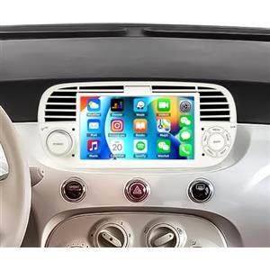 SIXWIN [1+32G]SIXWIN Android 13 Autoradio per FIAT 500 2007-2015, 7 Pollici 1080P HD TouchScreen Schermo Navigatore con Mirror Link WiFi FM RDS USB Bluetooth Controllo al Volante(Bianco)