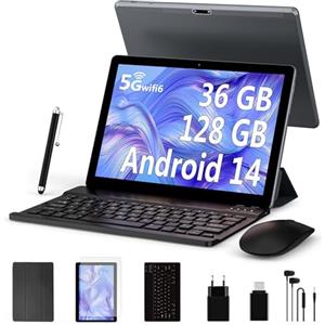 LEVIRTU 10 Pollici Android 14 Tablet in Offerta Octa-Core 2.0 GHz, 5GWiFi 6, 36GB RAM+128GB ROM(TF 1TB), 8000mAh, Dual Camera, Bluetooth 5.0, Tablet con Tastiera,Penna,Mouse-Grigio