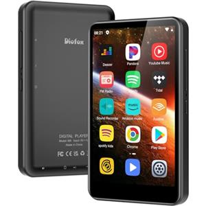 Diofox Lettore MP3 da 80 GB con Bluetooth e WLAN,Lettore MP4 full touchscreen da 4,0 Pollici Walkman Digitale con Suono HiFi,Lettore musicale Android con Audible,Deezer,Play Store fino a 1TB