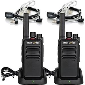 Retevis RT668 Walkie Talkie Professionali, Ricetrasmittenti PMR446, 1200mAh, VOX, Anticaduta, Antipolvere, Walkie-Talkie con Auricolareper per Sport All'aria Aperta,Escursionismo (Nero, 2 Pezzi)
