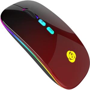 CC Store Mouse wireless Bluetooth LED, mouse wireless silenzioso con ricevitore USB 2.4 GHz e tipo C, 7 colori, 3 dpi (800/1200/1600), compatibile con iPad/PC/Mac/Windows