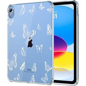 MoKo Custodia per iPad (A16) 11a Generazione 2025, iPad 10a Generazione Custodia 2022 Cover Protettiva in TPU Trasparente Morbido Antiurto e Leggero con Posteriore Trasparente, Farfalla Bianca