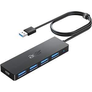 acer Hub USB 3.0 con 5 porte, Sdoppiatore Multi USB 3.0 Adattatore USB Alta velocità 5Gbps, Compatibile con MacBook PRO Air iMac Surface Laptop Chiave USB Disco Rigido Tastiera(120cm)