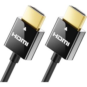 deleyCON 2m Cavo HDMI Slim (HDMI Piccolo e Flessibile) HDMI 2.0 4K 1080P 2160P UHD ARC HDR 3D per TV, Monitor, Proiettore, Laptop, Notebook, PC, Computer, PS4, PS5, Xbox - Nero
