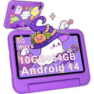 DEERTiME Tablet Andorid 14 Bambini 7 Pollici 10GB RAM + 64GB ROM (TF 1TB), WiFi 6, BT5.0, Octa-Core, Controllo Parentale | Doppia Fotocamera | GMS Certificated | GPS | Tablet con Custodia EVA - Viola
