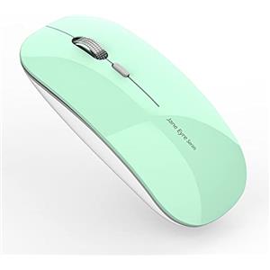 Uiosmuph Q5 Mouse Wireless Ricaricabile,Senza Fili Silenzioso 2,4G 1600DPI Mouse Portatile da Viaggio Ottico con Ricevitore USB per Windows 10/8/7/XP/Vista/PC/Mac(Mint Green)