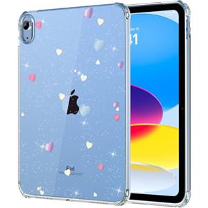 MoKo Custodia per iPad (A16) 11a Generazione 2025, iPad 10a Generazione Custodia 2022 Cover Protettiva in TPU Trasparente Morbido Antiurto e Leggero con Posteriore Trasparente, Glitter & Cuore