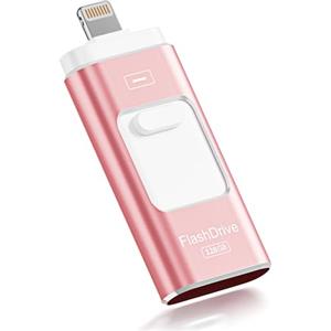 ROSPE Chiavetta USB 128GB per iPhone Certificata MFi - Memoria Esterna iPhone, Chiavetta Lightning USB per iPhone/iPad, Pen Drive 3 in 1 Compatibile con Android e PC, USB 3.0 per Backup Foto e Video