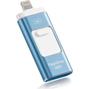 ROSPE Chiavetta USB 128GB per iPhone Certificata MFi - Memoria Esterna iPhone, Chiavetta Lightning USB per iPhone/iPad, Pen Drive 3 in 1 Compatibile con Android e PC, USB 3.0 per Backup Foto e Video