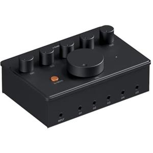 Fosi Audio PH05 Amplificatore per Cuffie a 5 Canali Stereo Compatto, Supporta IEM ad Alta Impedenza da 16-300 Ohm, per Mixer da Studio Musicale, Condivisione Audio, Monitor per Podcast