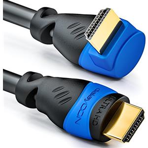 deleyCON 1m Cavo HDMI con un Angolo di 90° - Compatibile con HDMI 2.0/1.4 - UHD 4K HDR 3D 1080p 2160p ARC - High Speed con Ethernet - Nero