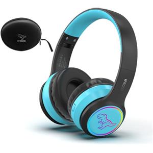 I love e iFecco IFECCO Cuffie Bluetooth Bambini con Microfono,Luci LED Dinosauro Ragazzi Wireless Cuffie con Borsa,Bambina Cuffie per iPad/Tablet/Smartphone/Scuola