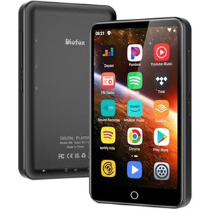 Diofox 80 GB Lettore MP3 con Bluetooth e WLAN,Lettore MP4 con Spotify,4,0 Pollici Full Touchscreen Digitale con Suono HiFi,Lettore Musicale Android con Audible,Deezer,Play Store Fino a 1TB