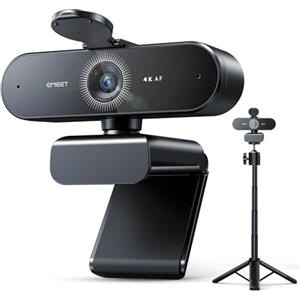EMEET Webcam 4K, Webcam NOVA 4K con treppiede, 2 microfoni con riduzione del rumore, webcam Ultra HD con grandangolo di 73° e copriobiettivo, correzione automatica della luce PDAF, webcam per Mac