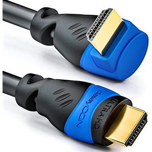 deleyCON 0,5m Cavo HDMI con un Angolo di 90° - Compatibile con HDMI 2.0/1.4 - UHD 4K HDR 3D 1080p 2160p ARC - High Speed con Ethernet - Nero