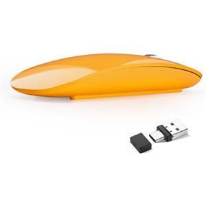 Uiosmuph G11 Mouse Wireless Ricaricabile, Mouse Senza Fili Silenzioso, 2,4 GHz con Ricevitore di Tipo C e USB per Laptop/PC/Mac/Chromebook,Orange