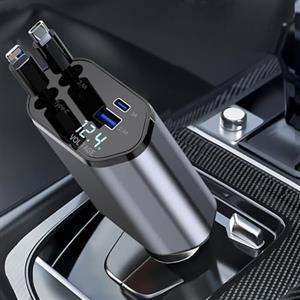 Ofottofo Retrattile Caricatore Auto, Caricabatterie Auto 100 W ricarica rapida con cavo da 0.8m e 2 porte USB, Adattatore Caricabatteria da Auto compatibile con iPhone, Google Pixel, Galaxy
