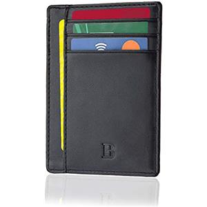 Bronzi® Portafoglio Uomo Slim | Pelle Alta Qualità Mini Nero| Piccolo Sottile Elegante | Portacarte Uomo Donna Portatessere Porta Carte Di Credito| Design Italiano Box Regalo
