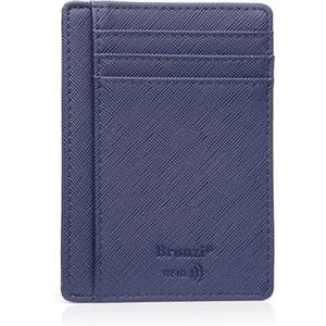 Bronzi Portafoglio Porta Carte Credito - Portafoglio Uomo Slim Portacarte uomo - Mini Porta Tessere - Protezione RFID - Design Smart Italiano Scatola Regalo inculsa (Saffiano Blu Sea)