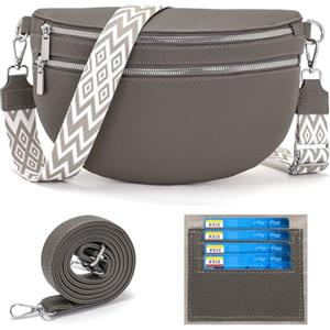 LANXINGLUO marsupio donna grande borsa tracolla donna grande borsette donna Con scomparto per carte di credito e 2 spallacci borsetta donna Grigio scuro