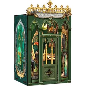 CUTEBEE Kit Booknook - Casa delle Bambole in Miniatura Fai da Te, Puzzle 3D in Legno con Luce LED, Libreria Decorativa con Copertura Antipolvere, PortaLibri, Regalo per Adulti (The Darkness Herbarium)