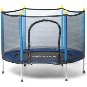 ATAA Trampolino per Bambini Salty 140 - Blu, Trampolino per Bambini e Bambine, Diametro 140 cm, con Rete di Sicurezza, Zip, Protezioni in Schiuma, Trampolino per Interni o Esterni