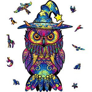 OSDUE 100 Pezzi Puzzle in Legno, Dimensioni Ridotte, 16x26.5 cm Adulti Giocattoli Educativi per Bambini, Gufo Puzzle 3D Colorato, Animale Puzzle in legno, Miglior Regalo per Adulti e Bambini (Aquila)
