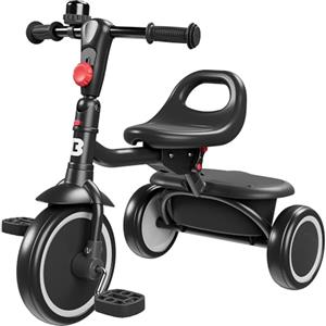 besrey Triciclo per bambini con campana, triciclo per bambini da 18 mesi a 5 anni, bicicletta per bambini da 1,5 a 5 anni, triciclo per bambini, regali e giocattoli per ragazzi e ragazze, nero