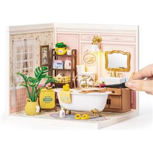 ROBOTIME Super Creator Casa delle Bambole con LED, Case in Miniatura da Costruire per Adulti e Bambini, Regali Creativi(Pop Bubble Bathroom)