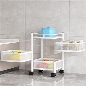 GarveeMore Resserre 4 cesti carrello portaoggetti con ruote, carrello per ruote, portaoggetti per armadietti, pieghevole, mobile da bagno, ufficio, acciaio, 28 x 28 x 54 cm, bianco