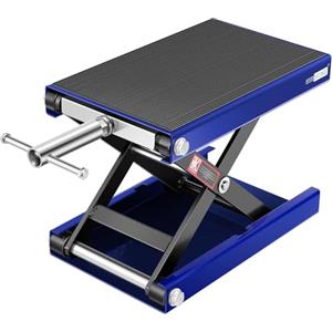 VIVOHOME Cavalletto Moto Sollevatore 500 kg Carrello Sposta e ATV Forbice in Acciaio con Carrello e Manovella per Riparazione Garage (Blu)