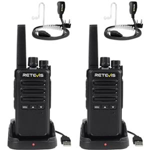 Retevis RT668B Walkie Talkie, PMR446 Radio Walkie Talkie per Adulti, Senza Licenza, VOX, 16 Canali, CTCSS/DCS, con Auricolare, Radio Bidirezionale Robusta per Viaggi, Campeggio (Nero, 2 Pezzi)