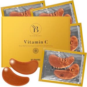 BLOOMORA Patch Occhi, Maschera Occhi con Vitamin C, Collagene e Acido Ialuronico, Patch Occhiaie e Borse, Maschera Occhiaie, Eye Mask per l'idratazione (30 paia)