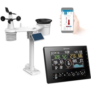 Bresser 11 giorni 4Cast CV WLAN stazione meteo 7 in 1 solare, previsioni meteo dettagliate, app ProWeatherLive, temperatura interna ed esterna, nero