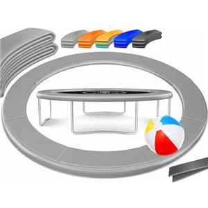 KESSER® - Copertura del bordo del trampolino Ø 244 cm, larghezza 30 cm, 100% resistente ai raggi UV, resistente agli strappi, con copertura in piuma, colore: grigio chiaro