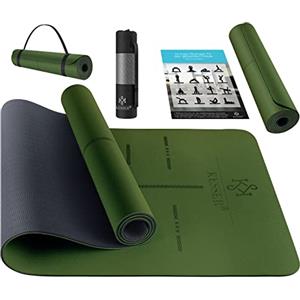 KESSER® Tappetino da ginnastica con tracolla, antiscivolo, in TPE, imbottito e antiscivolo, 183 x 61 cm, per fitness, sport, pilates e ginnastica, tracolla e borsa, extra spessa