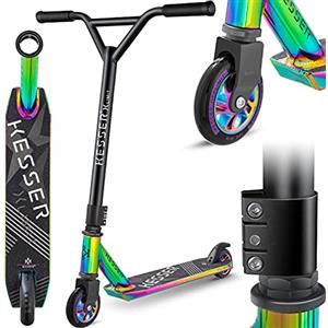 KESSER® Monopattino divertente Monopattino acrobatico X-Limit - Sterzo a 360° con ABEC 9 cuscinetti a sfera ruote in PU da 100 mm Monopattino robusto, Monopattino per bambini adulti