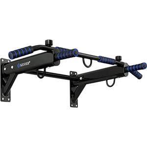 KESSER® Barra per trazioni 4 in 1 per montaggio a parete, maniglie antiscivolo, funzione aggiuntiva per corde, anelli e sacchi da boxe | Barra per trazioni per la casa, blu