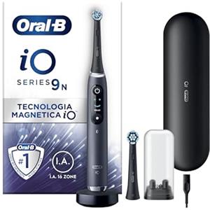 Oral-B Spazzolino Elettrico Ricaricabile iO 9S Nero, 2 Testine Di Ricambio, 1 Custodia Da Viaggio con caricatore. 1 Spazzolino