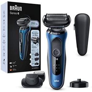 Braun Series 6 Rasoio Elettrico Barba, Regolabarba Uomo EasyClick, Base Di Ricarica, SensoFlex, Wet&Dry, Ricaricabile, Custodia da Viaggio, Rasoio A Lamina Senza Fili, 61-B4500cs Blu