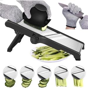 MILcea Affetta Verdure Mandolina per Verdure Professionale - Taglia Verdure con Protezione per le Mani, Fare Fette Spesse da 1 a 9 mm, Regolabile in Acciaio Inox Tagliaverdure Manuale per Frutta e Verdura