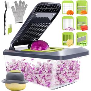 MILcea Affettatrice Mandolina per Verdure Professionale - Affetta Verdure Multifunzione con 6 Lame, Guanti di Sicurezza, Taglia Verdure Julienne Manuale