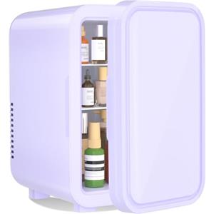 YASHE Mini frigo da 6 litri/8 lattine 220-240 V AC/DC, refrigeratore termoelettrico portatile, frigoriferi, camera da letto, cura della pelle, bevande, ufficio, dormitorio e auto, viola