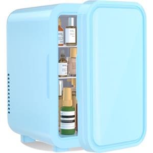 YASHE Mini frigo da 6 litri/8 lattine 220-240 V AC/DC, refrigeratore termoelettrico portatile, frigoriferi, camera da letto, cura della pelle, bevande, ufficio, dormitorio e auto, blu
